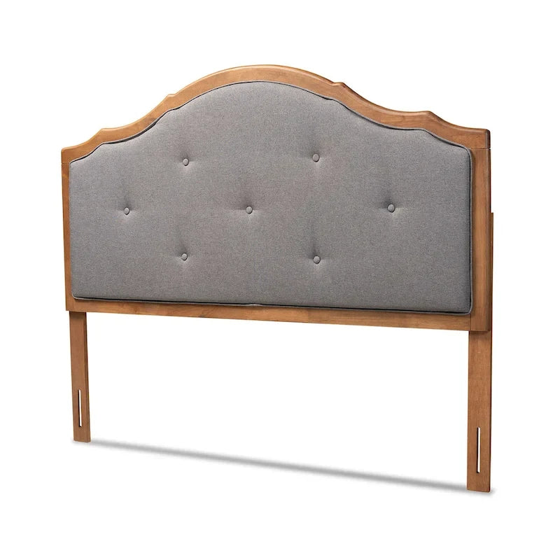 Vintage Classic Fabric and Wood Arched Headboard in Grey