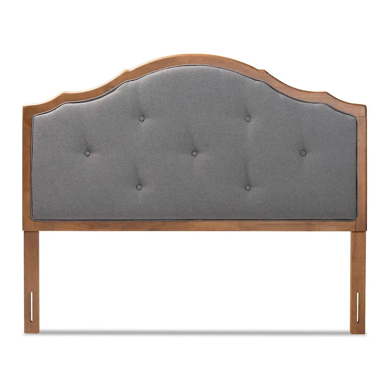 Vintage Classic Fabric and Wood Arched Headboard in Grey