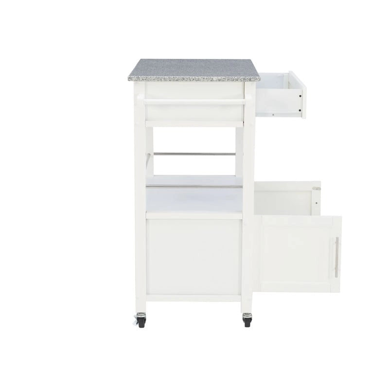 Carrello da cucina mobile con ruote e piano in granito