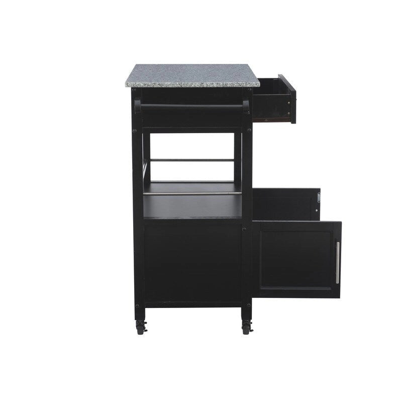 Carrello da cucina mobile con ruote e piano in granito