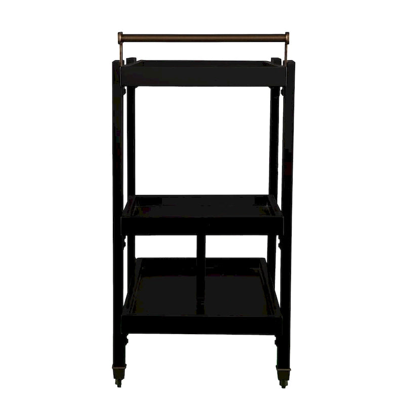 Mid-century modern, 3 szintes, műfa bárkocsi elegáns fém részletekkel és tágas tárolóhellyel