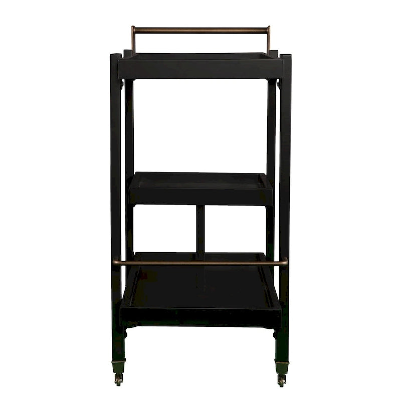 Mid-century modern, 3 szintes, műfa bárkocsi elegáns fém részletekkel és tágas tárolóhellyel