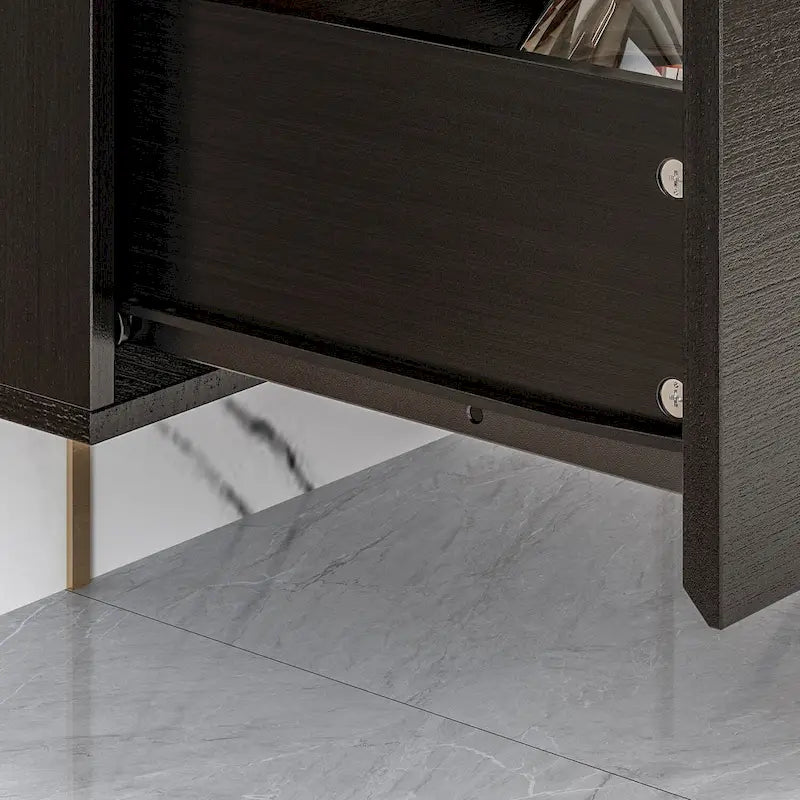Wall Mounted Floating TV Stand with LED Lights and Storage