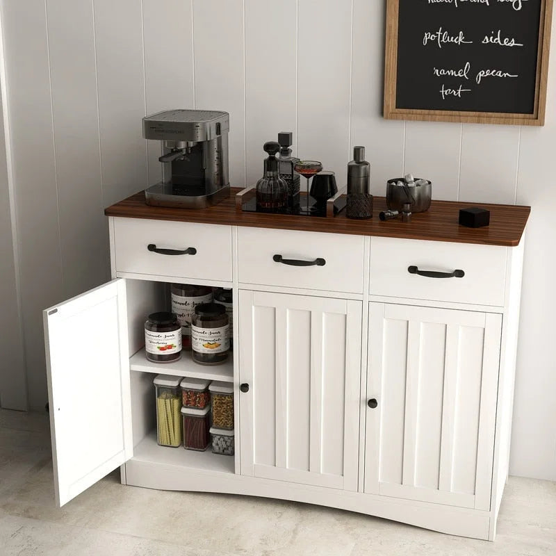 42.5 Farmhouse Buffets Sideboard, Modern Wood Kitchen Storage Cabinet with Adjustable Shelf