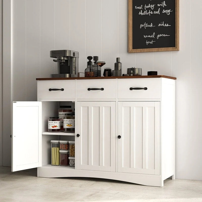 42.5 Farmhouse Buffets Sideboard, Modern Wood Kitchen Storage Cabinet with Adjustable Shelf