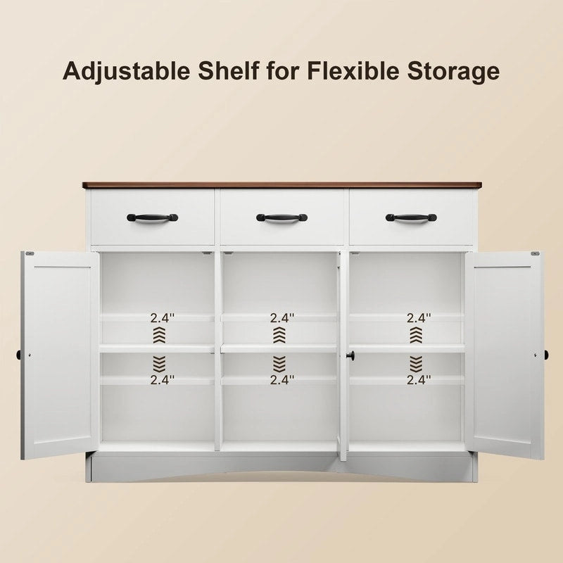 42.5 Farmhouse Buffets Sideboard, Modern Wood Kitchen Storage Cabinet with Adjustable Shelf