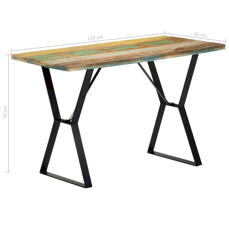 Tavolo da pranzo 47.2x23.6x29.9 in legno massello di recupero, stile industriale