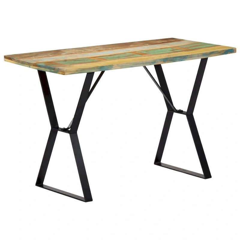 Tavolo da pranzo 47.2x23.6x29.9 in legno massello di recupero, stile industriale