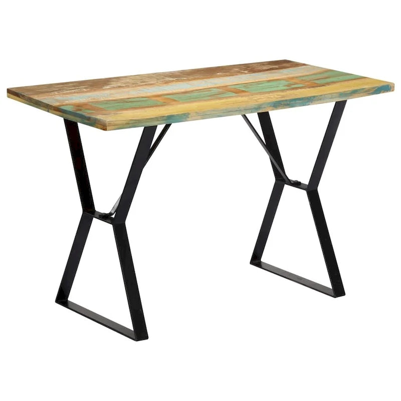 Tavolo da pranzo 47.2x23.6x29.9 in legno massello di recupero, stile industriale