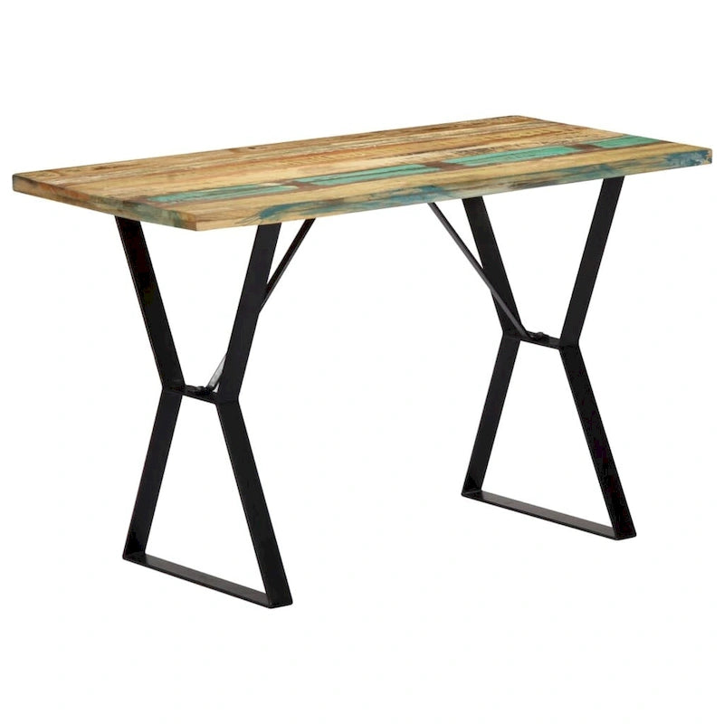 Tavolo da pranzo 47.2x23.6x29.9 in legno massello di recupero, stile industriale