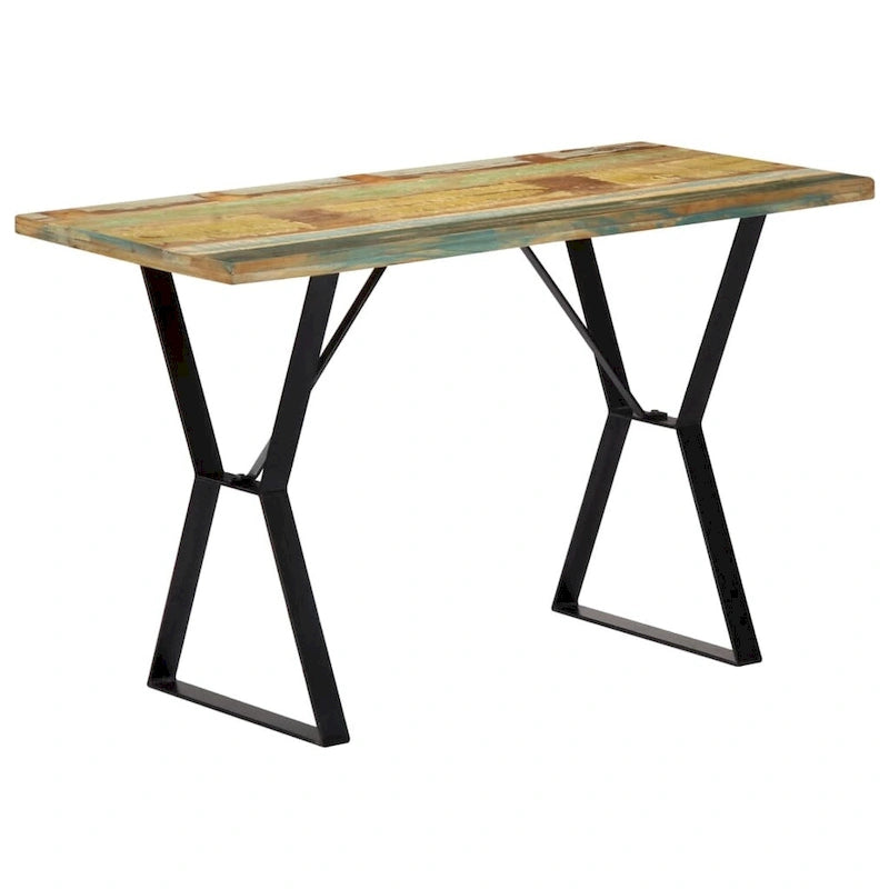 Tavolo da pranzo 47.2x23.6x29.9 in legno massello di recupero, stile industriale