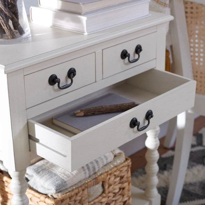 3-Drawer Console Table with Open Bottom Shelf in Farmhouse Style