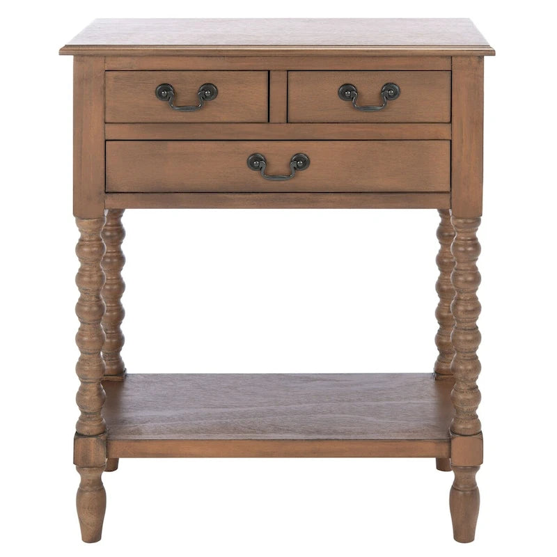 3-Drawer Console Table with Open Bottom Shelf in Farmhouse Style