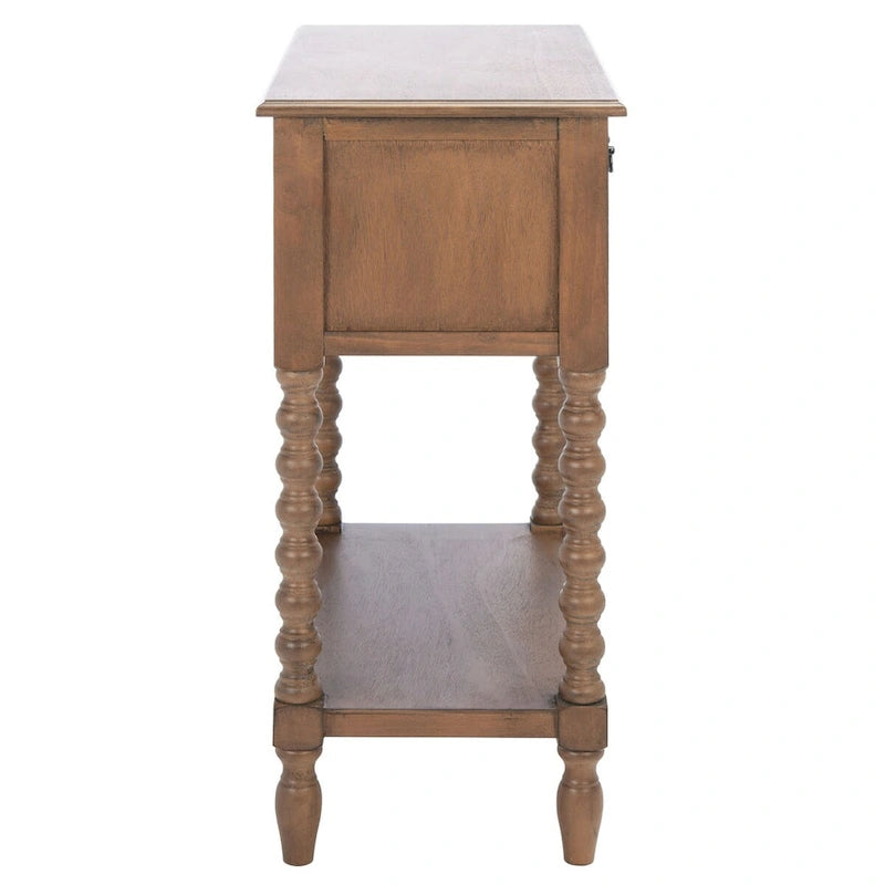 3-Drawer Console Table with Open Bottom Shelf in Farmhouse Style