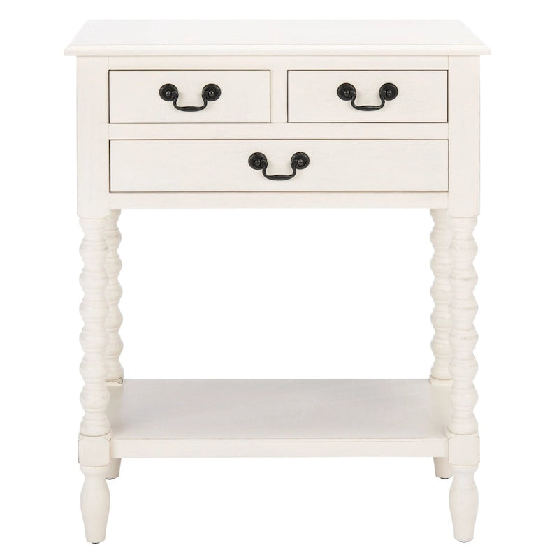3-Drawer Console Table with Open Bottom Shelf in Farmhouse Style