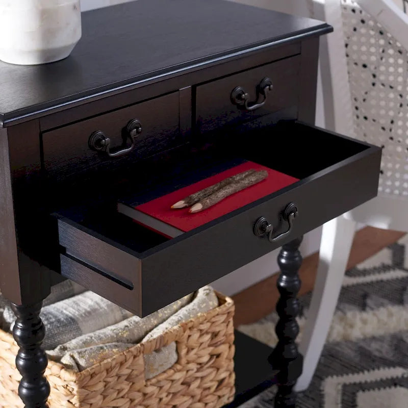 3-Drawer Console Table with Open Bottom Shelf in Farmhouse Style