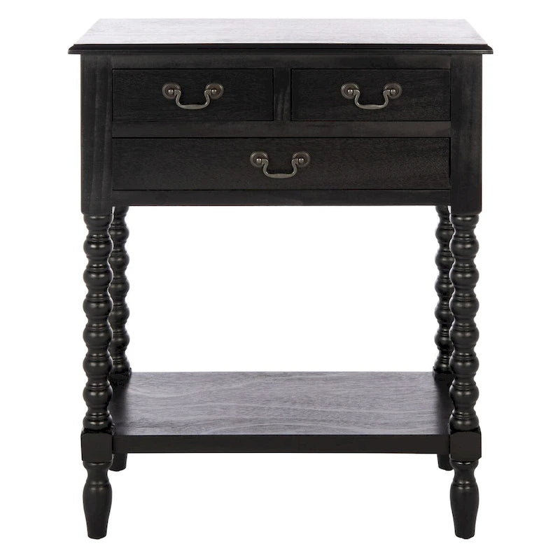 3-Drawer Console Table with Open Bottom Shelf in Farmhouse Style