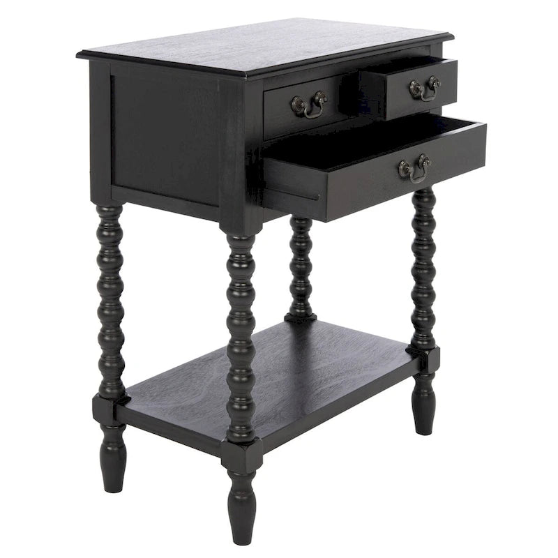 3-Drawer Console Table with Open Bottom Shelf in Farmhouse Style
