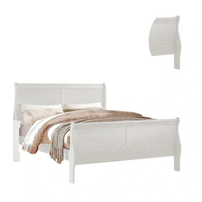 Queen Size Sleigh Bed Minimalist Style Headboard Classic White Wood