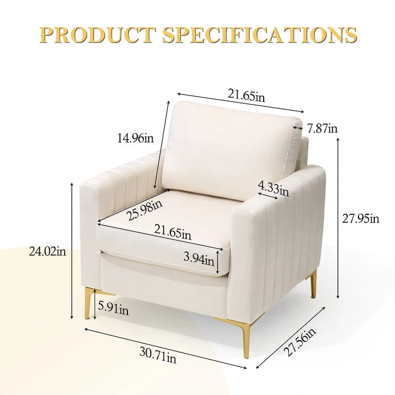 Upholstered Club Chair Accent Chair Velvet Arm Chair Comfortable Sofa Chair