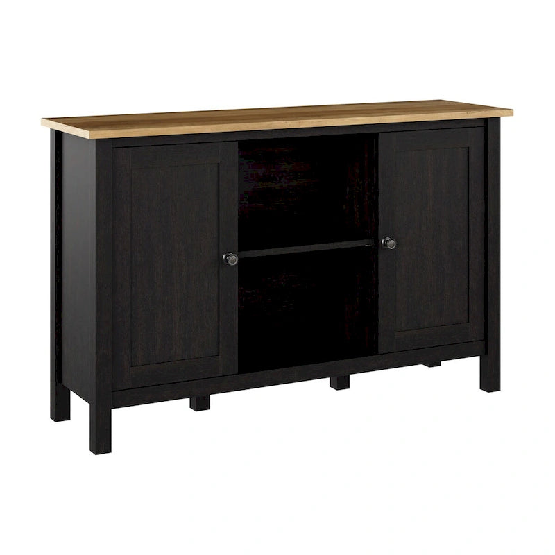 Tall Farmhouse TV Stand Media Console with Storage Doors and Cubbies