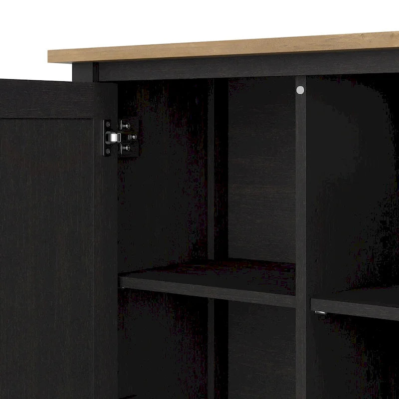 Tall Farmhouse TV Stand Media Console with Storage Doors and Cubbies