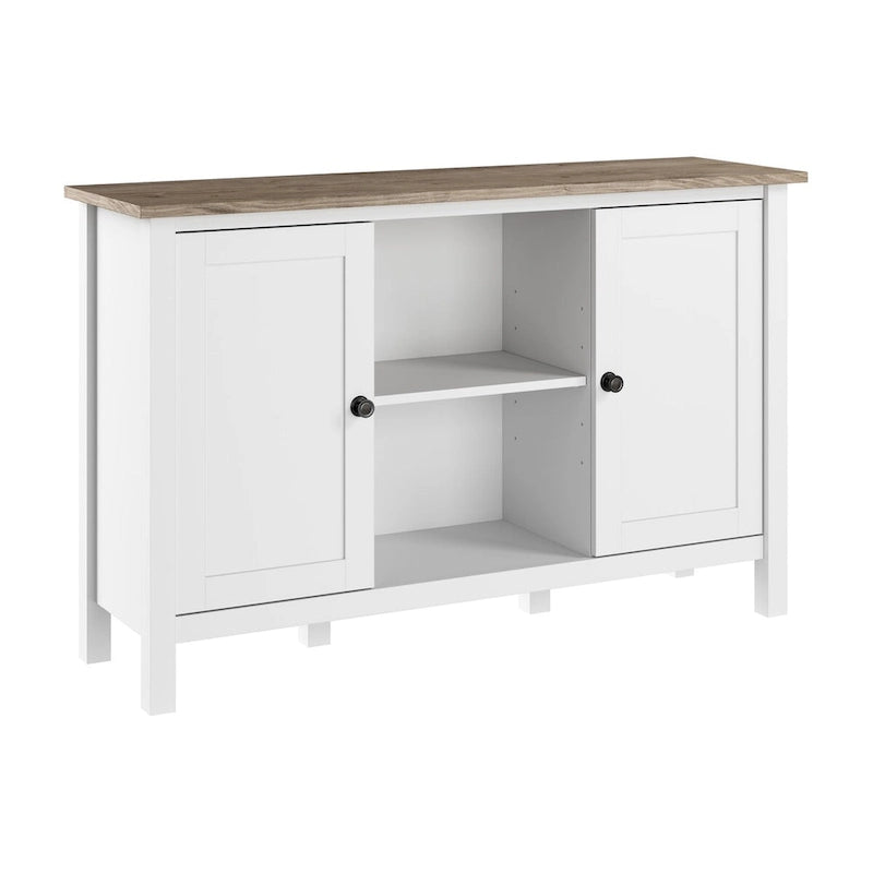 Tall Farmhouse TV Stand Media Console with Storage Doors and Cubbies