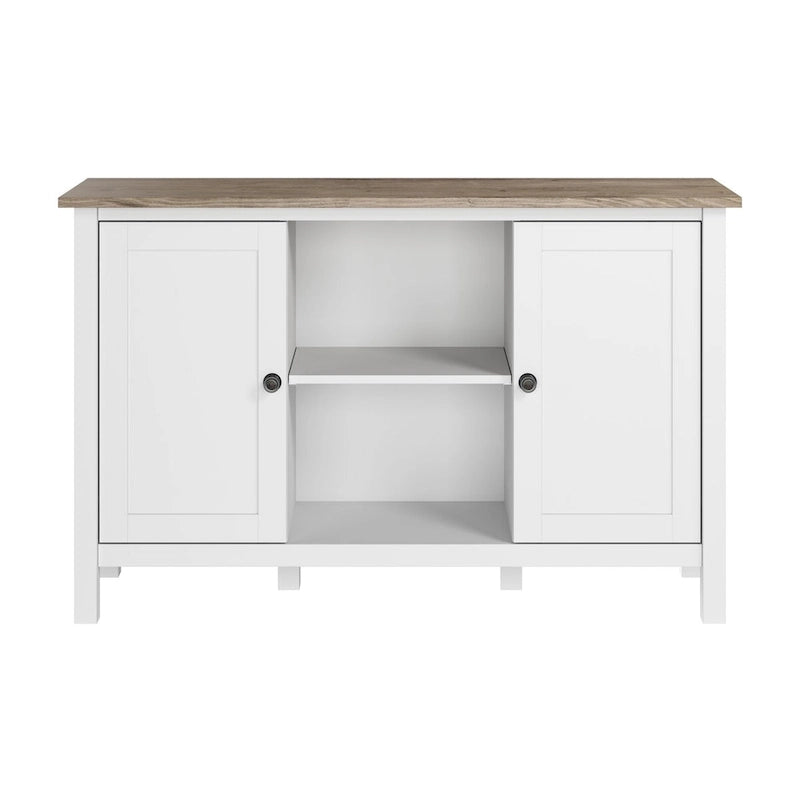 Tall Farmhouse TV Stand Media Console with Storage Doors and Cubbies