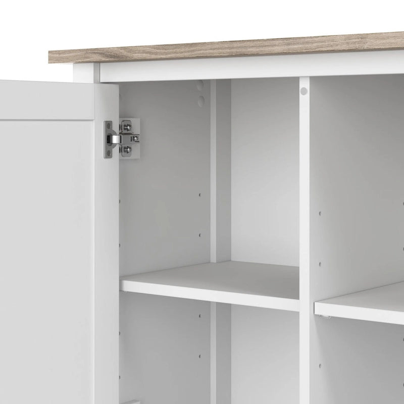 Tall Farmhouse TV Stand Media Console with Storage Doors and Cubbies