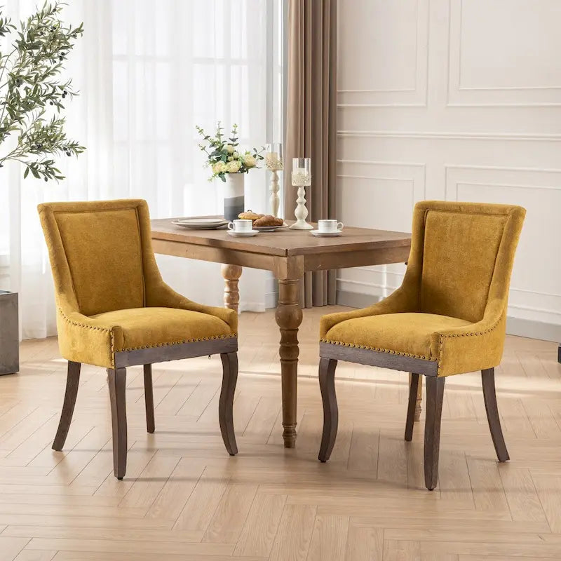 Traditional Tufted Upholstered Wingback Dining Chair Set of 6