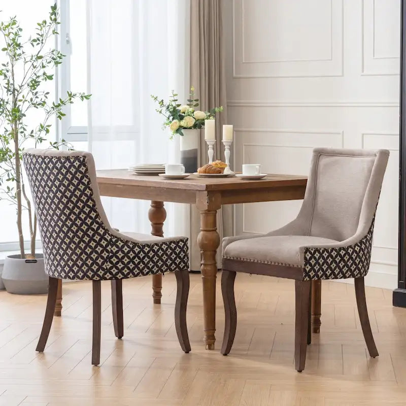 Traditional Tufted Upholstered Wingback Dining Chair Set of 6