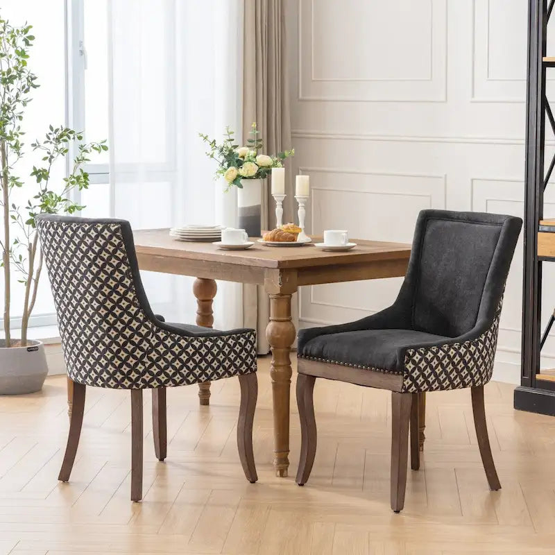 Traditional Tufted Upholstered Wingback Dining Chair Set of 6