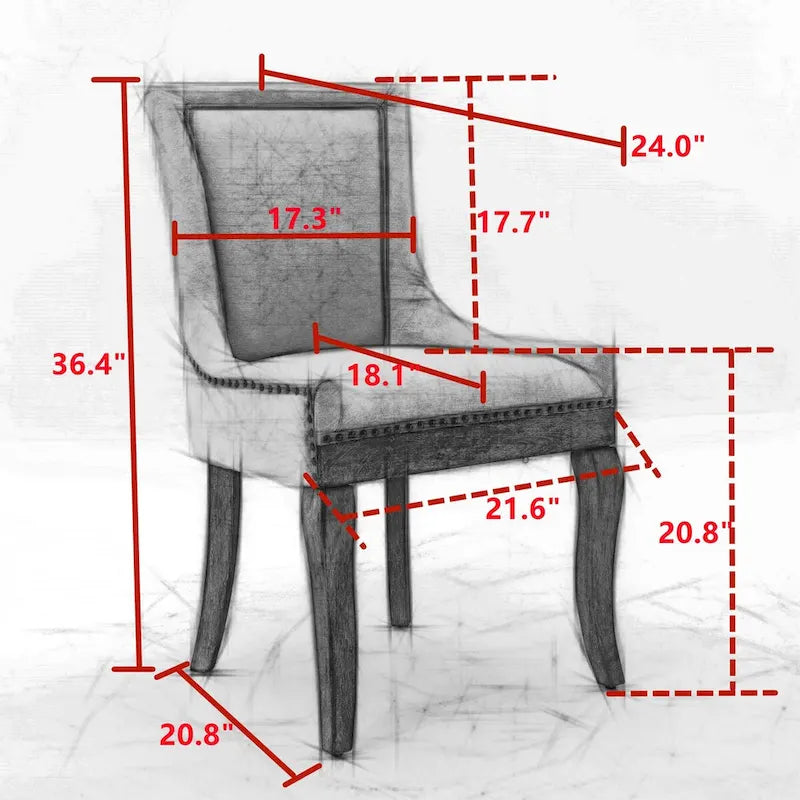 Traditional Tufted Upholstered Wingback Dining Chair Set of 6