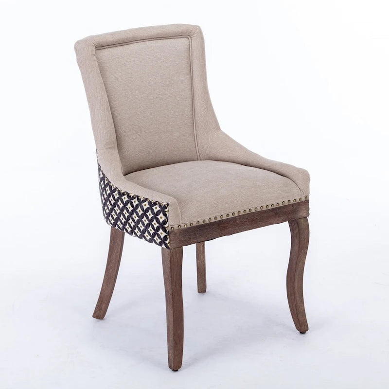 Traditional Tufted Upholstered Wingback Dining Chair Set of 6