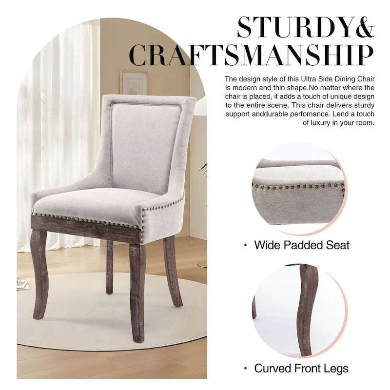 Traditional Tufted Upholstered Wingback Dining Chair Set of 6