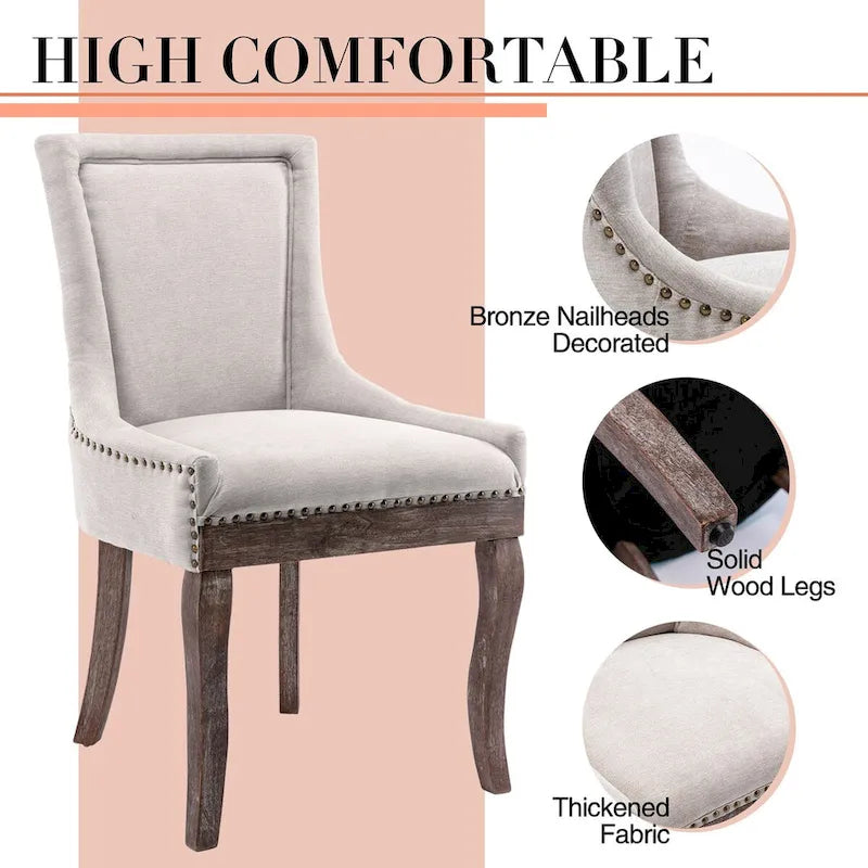 Traditional Tufted Upholstered Wingback Dining Chair Set of 6