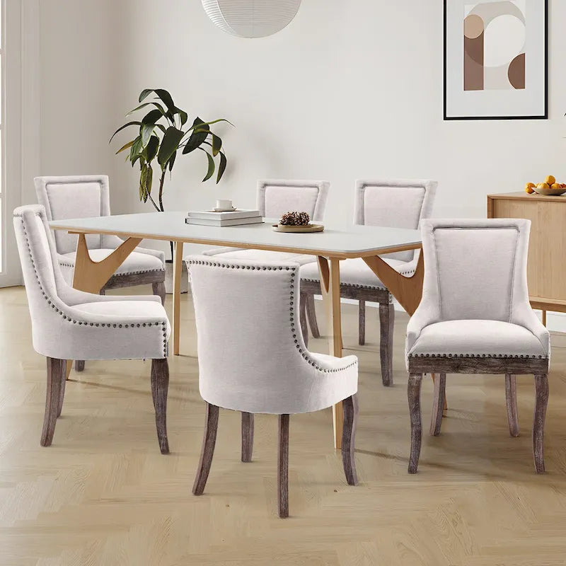 Traditional Tufted Upholstered Wingback Dining Chair Set of 6