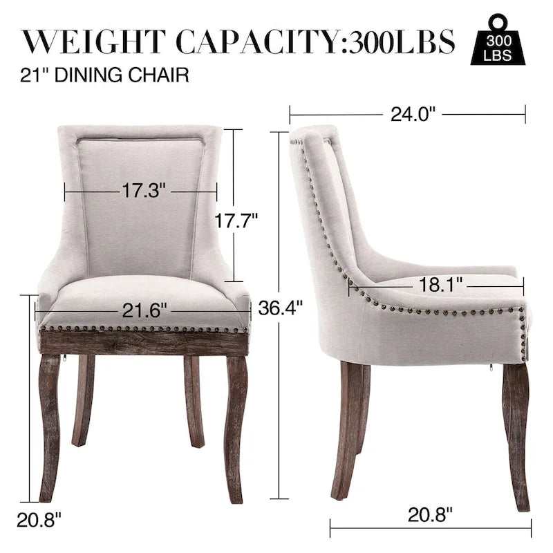Traditional Tufted Upholstered Wingback Dining Chair Set of 6