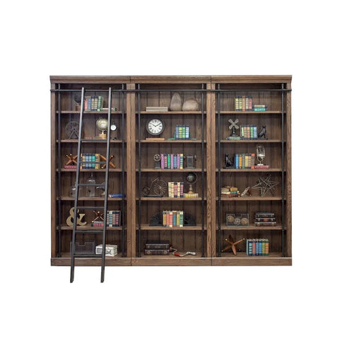 8-Foot Tall Bookcase Wall Unit with Ladder, Storage Organizer and Display Shelf for Office