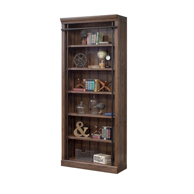 8-Foot Tall Bookcase Wall Unit with Ladder, Storage Organizer and Display Shelf for Office