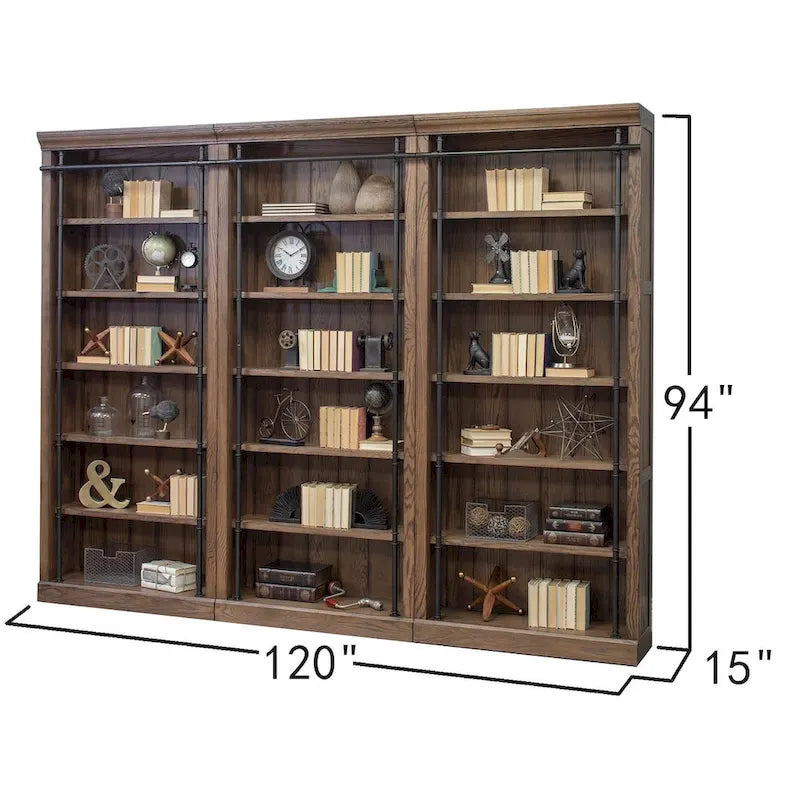 8-Foot Tall Bookcase Wall Unit with Ladder, Storage Organizer and Display Shelf for Office
