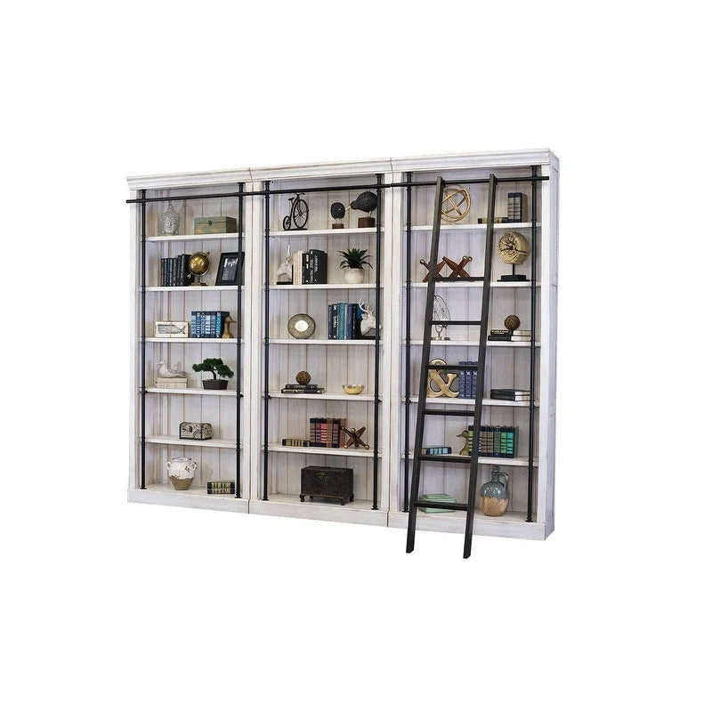 Boekenkast-wandmeubel van 8 voet hoog met ladder, opbergorganizer en displayplank voor kantoor