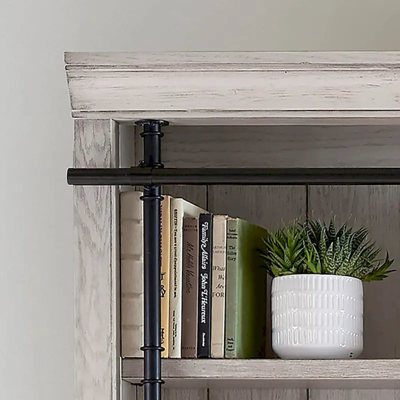 Boekenkast-wandmeubel van 8 voet hoog met ladder, opbergorganizer en displayplank voor kantoor