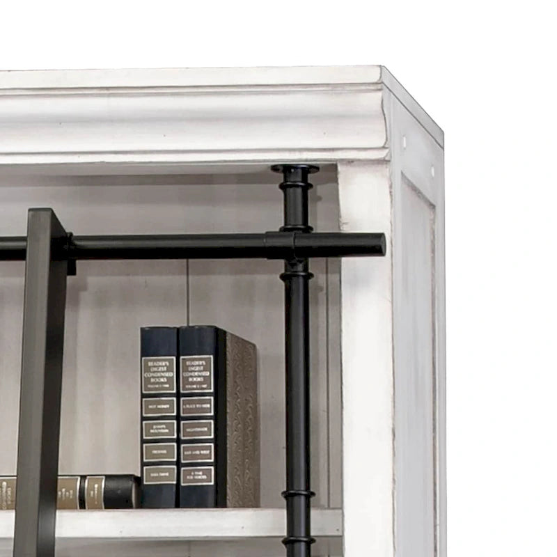 Boekenkast-wandmeubel van 8 voet hoog met ladder, opbergorganizer en displayplank voor kantoor