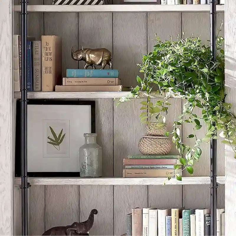 Boekenkast-wandmeubel van 8 voet hoog met ladder, opbergorganizer en displayplank voor kantoor