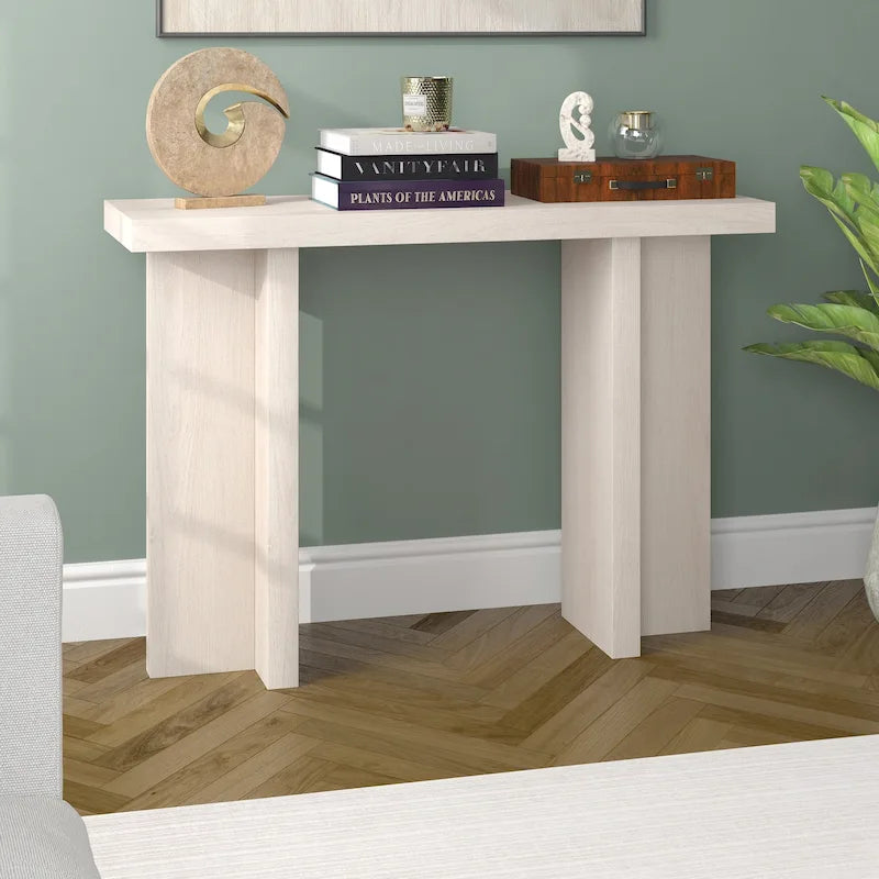 Mesa consola rectangular moderna de 42 de ancho con acabado que imita la madera