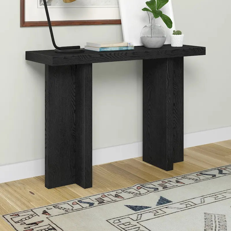 Modern 42 Wide Rectangular Console Table with Wood-Look Finish