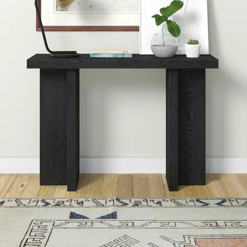 Mesa consola rectangular moderna de 42 de ancho con acabado que imita la madera