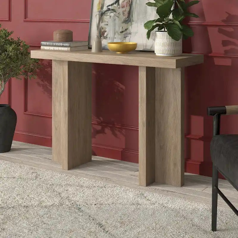 Mesa consola rectangular moderna de 42 de ancho con acabado que imita la madera