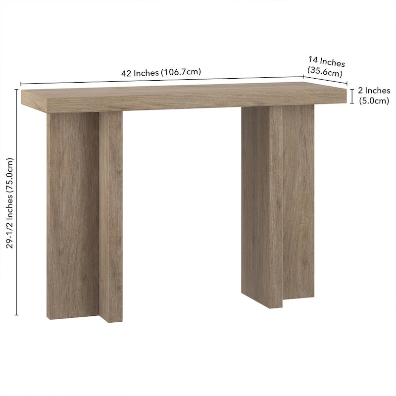 Mesa consola rectangular moderna de 42 de ancho con acabado que imita la madera